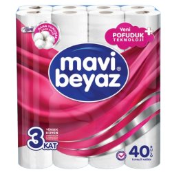 MAVİ BEYAZ 3 KATLI TUVALET KAĞIDI 40'LI