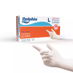 DOLPHİN PUDRASIZ LATEKS MUAYENE ELDİVENİ BEYAZ (MDR)